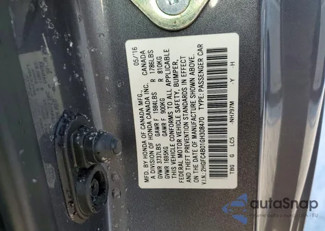 2016 Honda Civic Lx from USA, damaged, VIN 2HGFC4B01GH308470